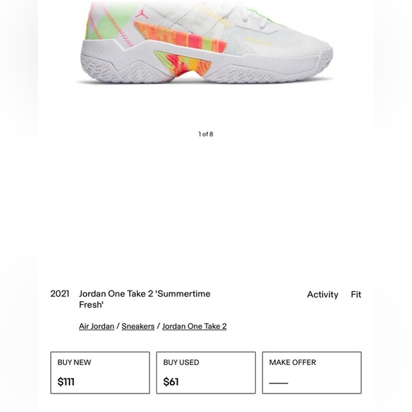 Jordan One Take 2 'Summertime Fresh’
Youth Size 5.5 - Picture 9 of 10